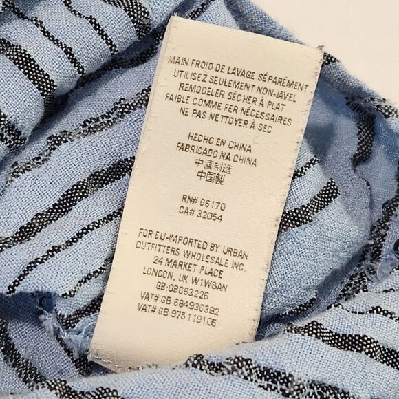 Free‎ People Rhythm Of The Night Tunic M Blue Striped Bishop Sleeves Oversized - Picture 9 of 11